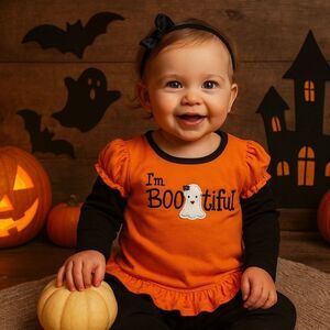 Okie Dokie “I’m BOOtiful” Halloween Shirt Toddler Girls 24 Months Orange Black